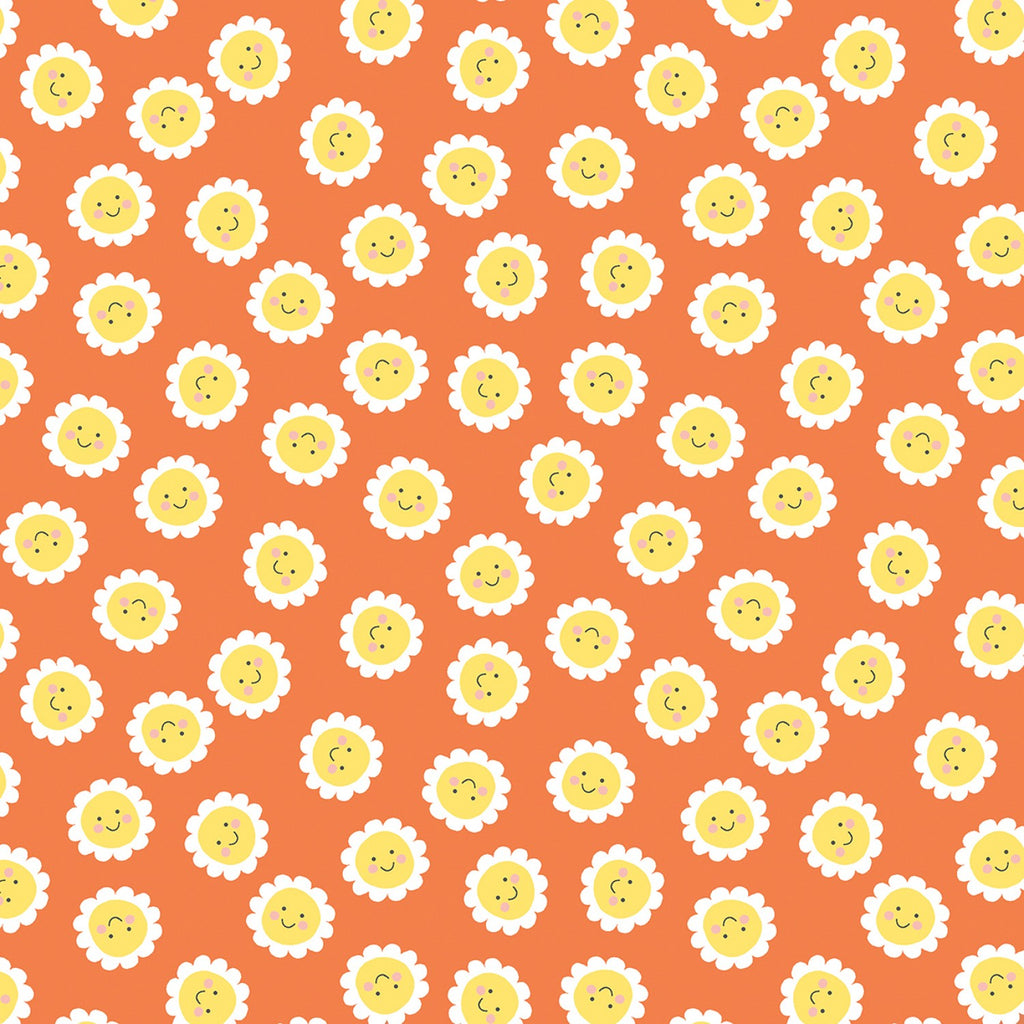 Coral Sunny side 44" fabric by Benartex, 13205-26, Playhouse Pals