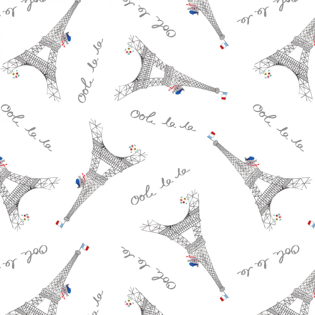 Eiffel Tower, Ooh Lala 44" fabric by Benartex, 16456-09, Cats in Paris