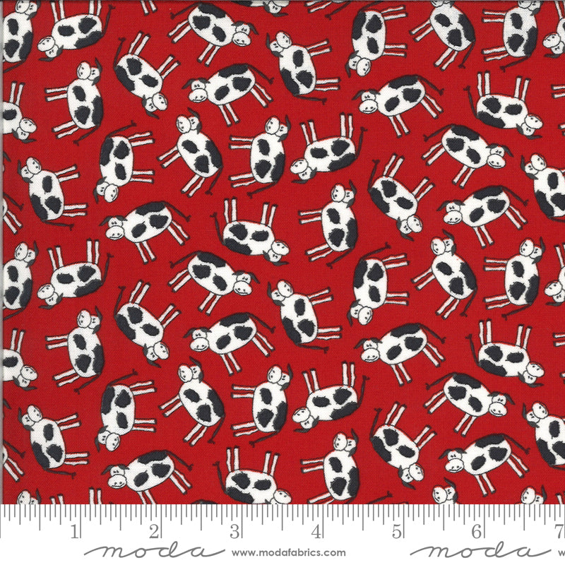 Apple Red Cows 44" fabric by Moda, 5801 11, Animal Crackers