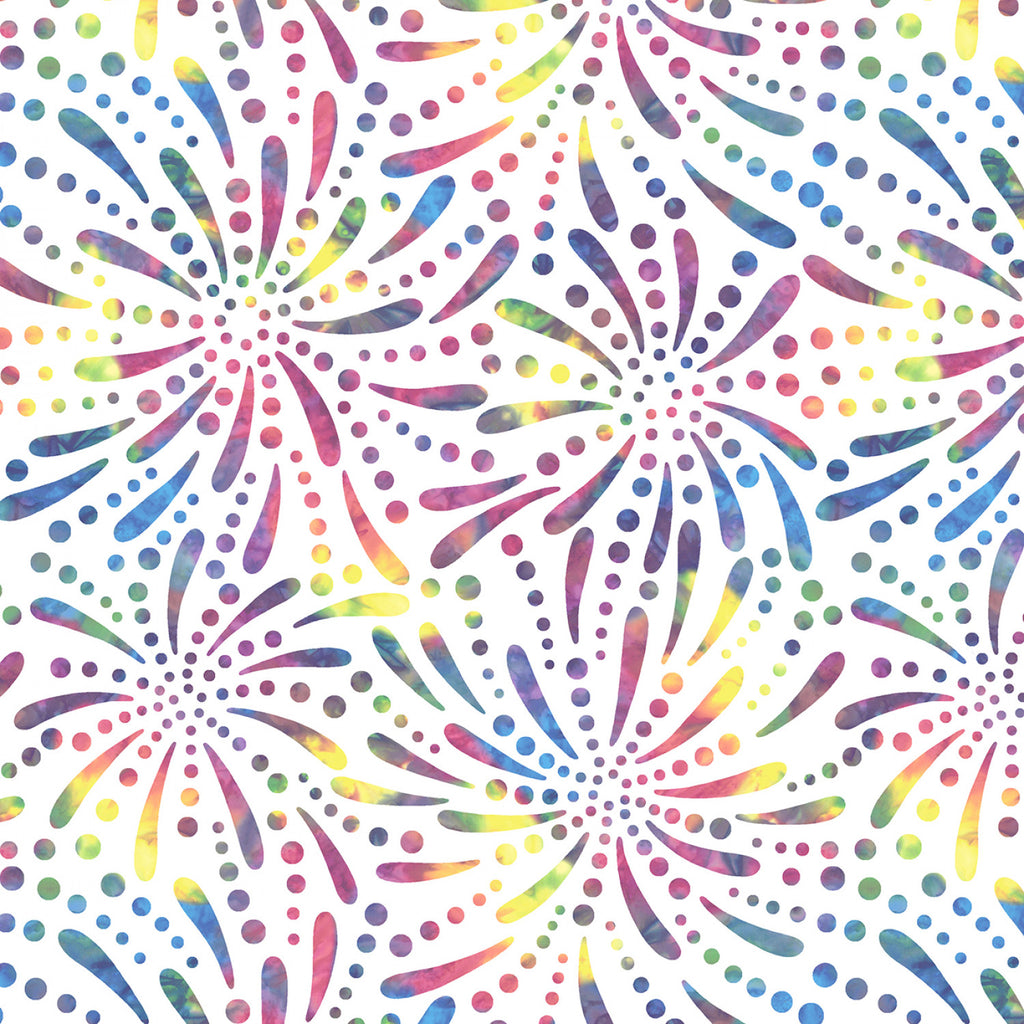 White/Multi Fireworks 108" fabric by Wilmington, 2090-154