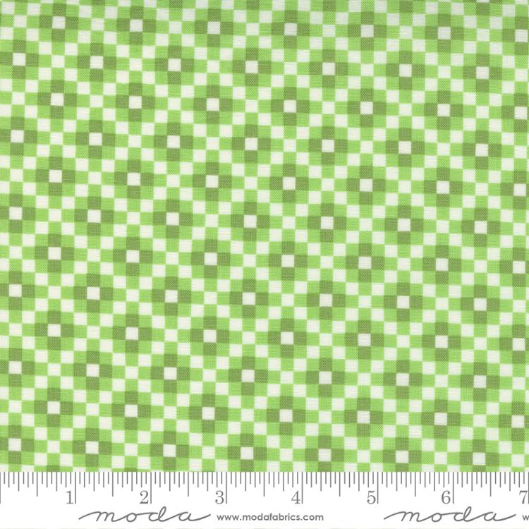 Kiwi Green Love Lily 44" fabric by Moda, 24114 16, Rising Sun Check Blender