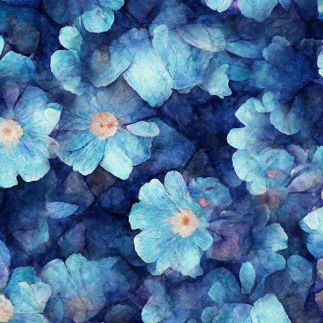 Blue Dancing Blossoms 108" fabric by Quilting Treasures, 30218-W