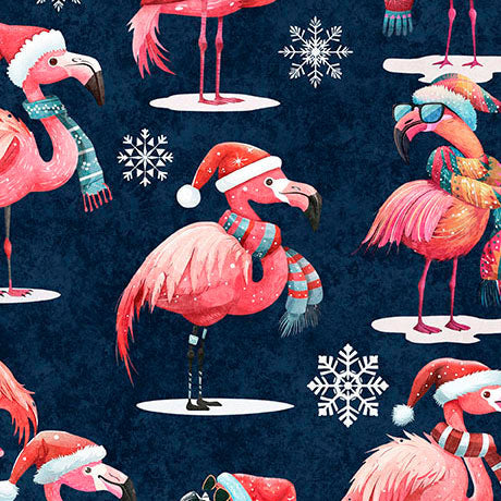 Dark Teal Flamingos 44" fabric by Quilting Treasures, 31190-Q, Gotta Have it