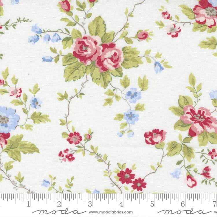 Linen White Floral 44" fabric by Moda, 18750 11, Sweet Liberty