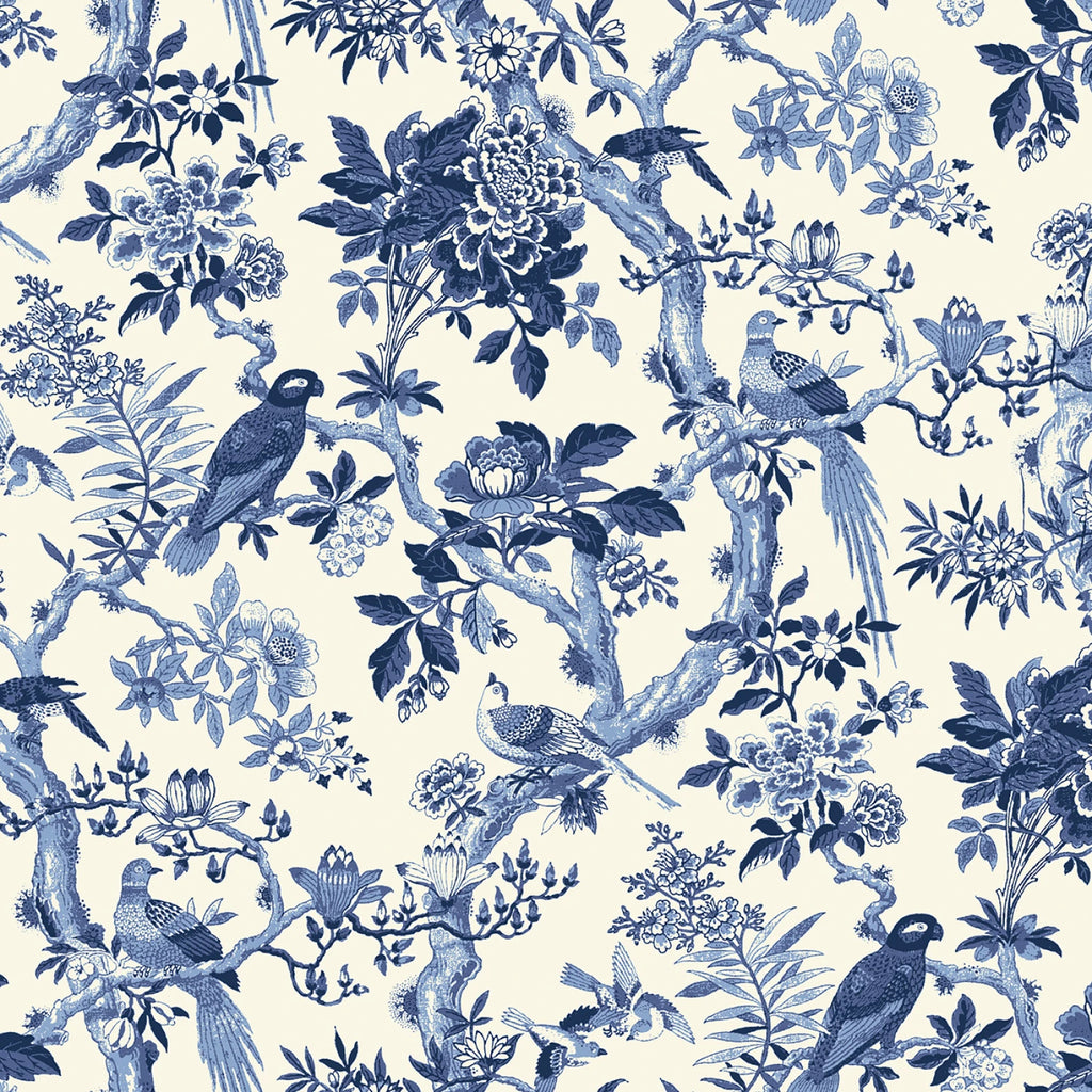 Porcelain Blue Bird Art 108" fabric by Windham, 54286-1DES