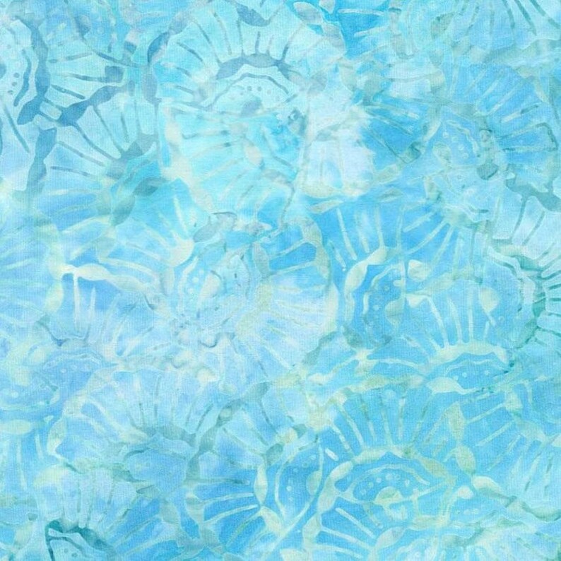 Seashell 44" Timeless Treasures Batik, Tonga-B6198 Sky blue
