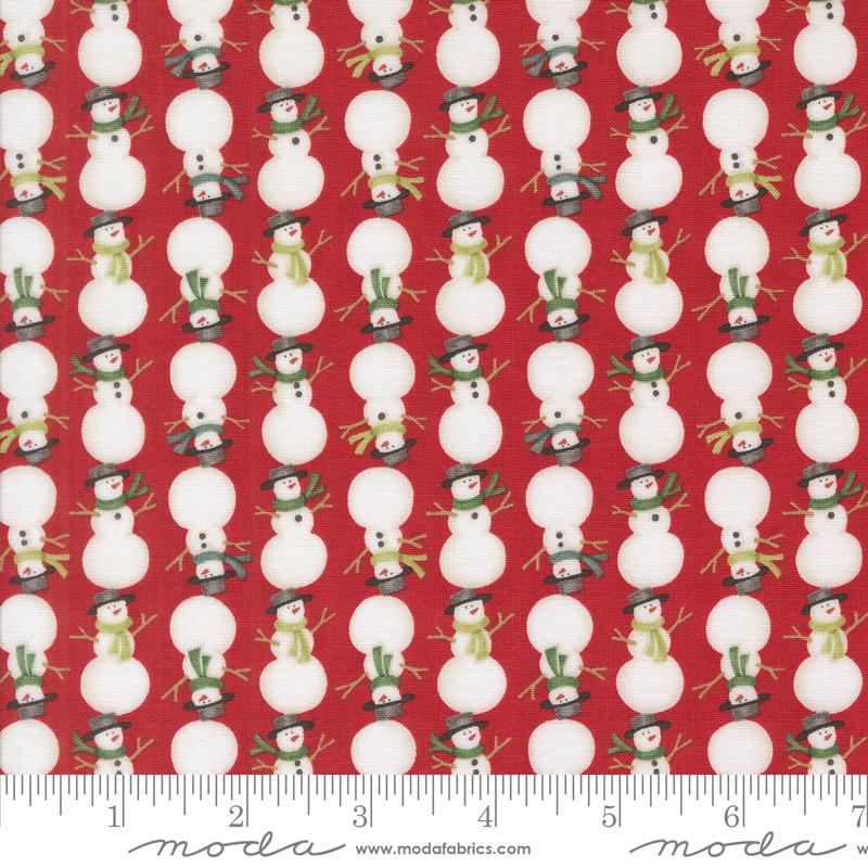 Winter Friends Berry Red Snowman 44" fabric by Moda, 56135 17