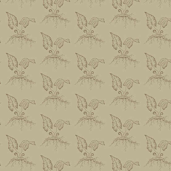 Umber Fiddleheads 44" fabric by Andover, A-609-N, Cocoa Pink