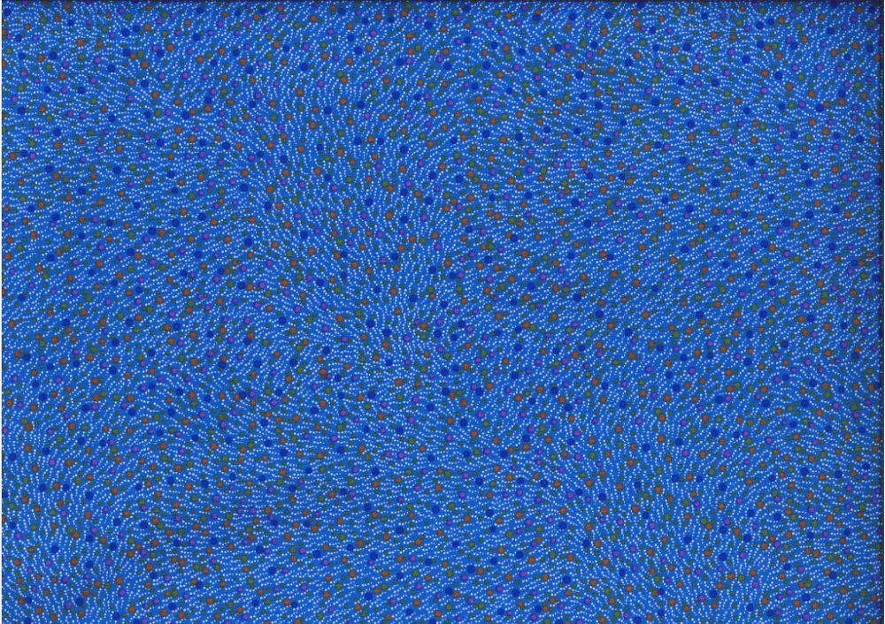 Bush Worm Blue 44" aboriginal fabric by M&S Textiles, bwobl