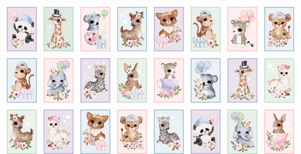 Multi Animal Vignettes 24" Panel by Michael Miller, DDC11626-Mult, Animal Babies