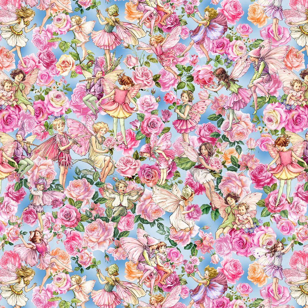 Slate Garden Songs allover 44" fabric by Michael Miller, DDC12249-SLAT, Spring Songs Flower Fairies