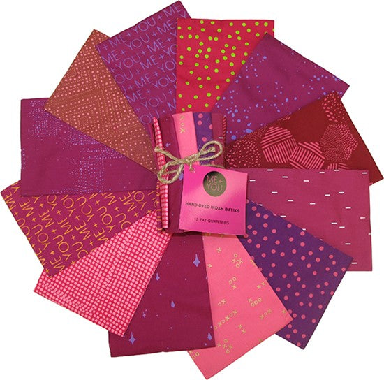 Me + You Batik Fat Quarter Bundle by Hoffman, MYFQ21-32-Fuschia