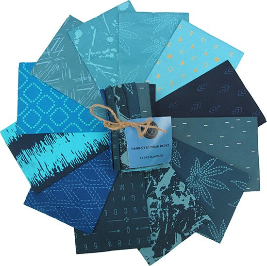 Me+You Indah Batik Fat Quarter bundle (12 pcs) by Hoffman, MYFQ21-87-blueberry