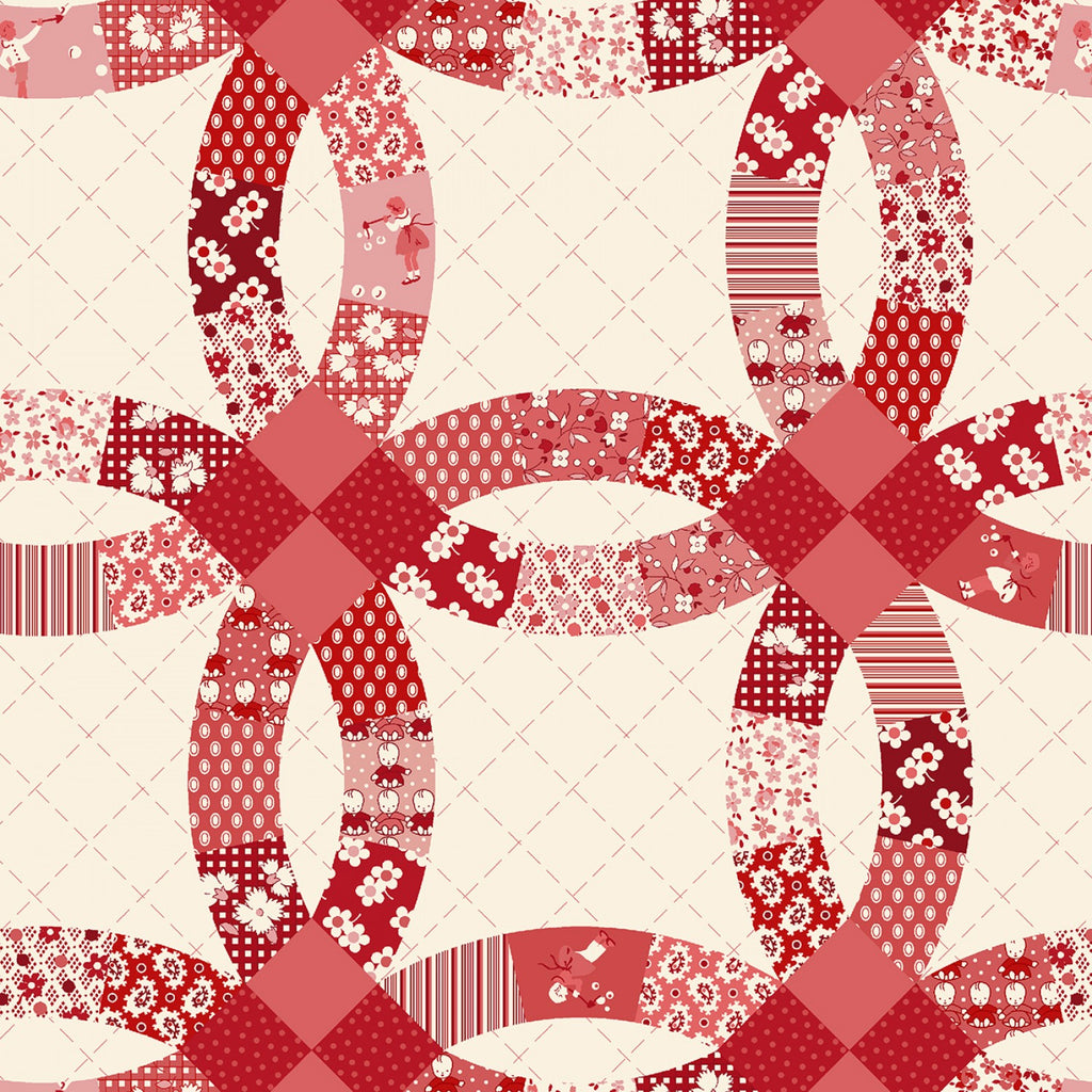 Red wedding ring 108" fabric by Marcus, R36016-Red