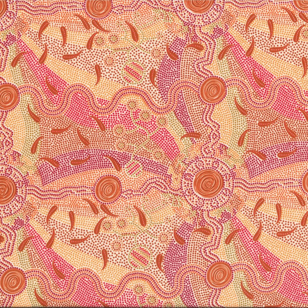 Roaring 40s Ecru 44" aboriginal fabric by M&S Textiles, RFE