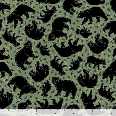 Green Bear Silhouette 44" fabric by Quilting Treasures, 29105-F