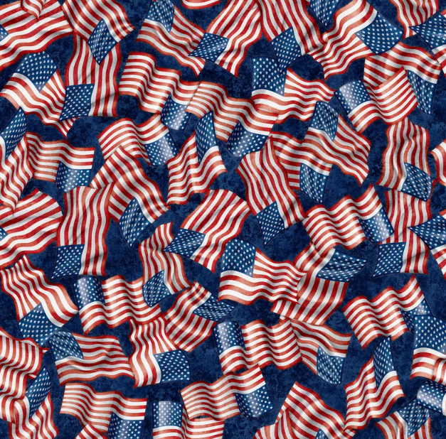 American Heroes Police Waavy Flags 108" wide fabric by Quilting Treasures, 30684-N