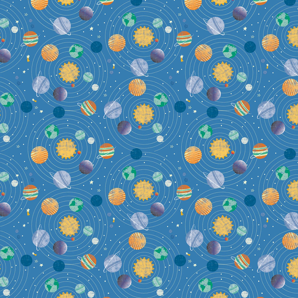 Digital Planets 44" fabric by Clothworks, Blast off! Y4388-90