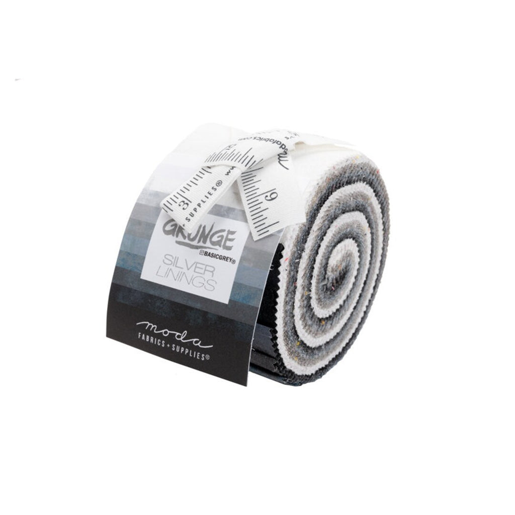 BasicGrey Grunge Basics Silver Linings Junior Jelly Roll 20 - 2.5" Strips by Moda Fabrics, 30150JJRSL