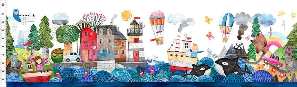 Fun Ship Border Border Stripe 44" fabric by In the Beginning, 232 SH