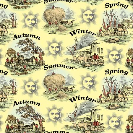 Old Farmers Almanac Floral Seasons 44" fabric by Sykel, 10324-X