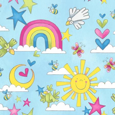 Sunshine and Rainbows 44" fabric by Henry Glass, 122-72, Once Upon a Time