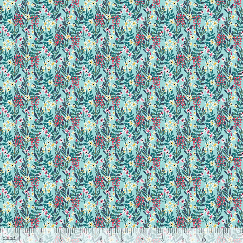 Turquoise Flowers, Hanna Aqua, Blend Fabrics, 44" quilt fabric, 129.101.05.2