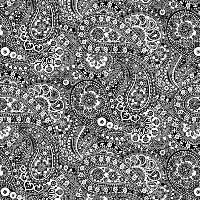 Black & White Paisley108" fabric by Blank, 1495-19, Black Tie