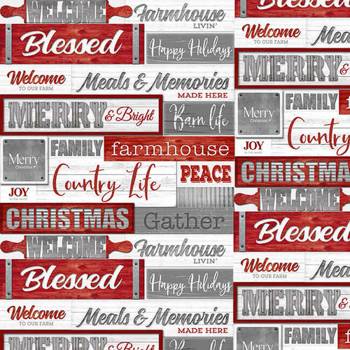Holiday Homestead Words, 44" fabric, Henry Glass, 1621-89