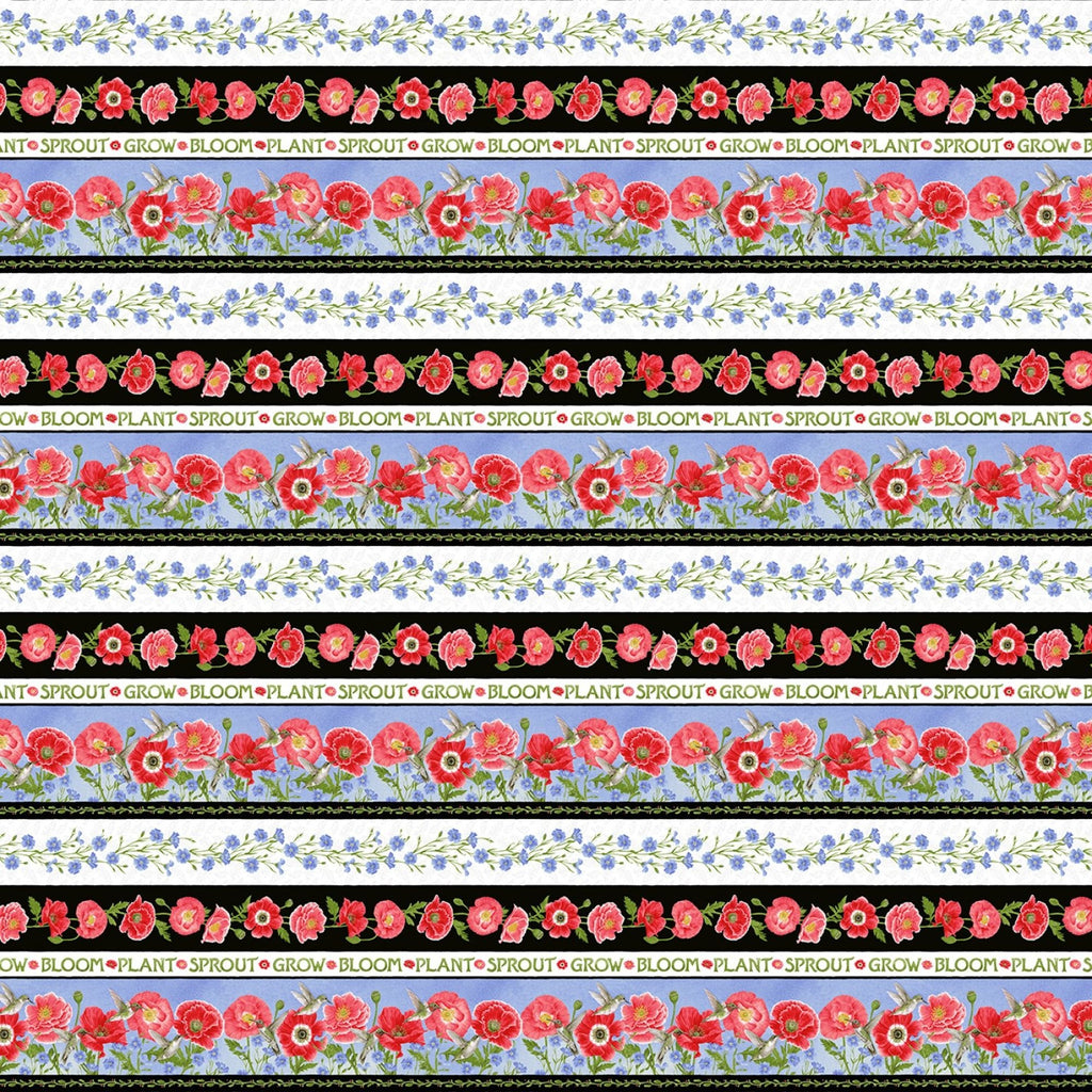 Poppy Perfection Stripe 44" fabric by Henry Glass, 1889-89