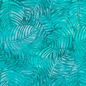 Teal Palm Leaf 108" fabric by Wilmington, 2087-447