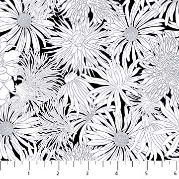 Black & White Floral 44" fabric by Northcott, 21801-99