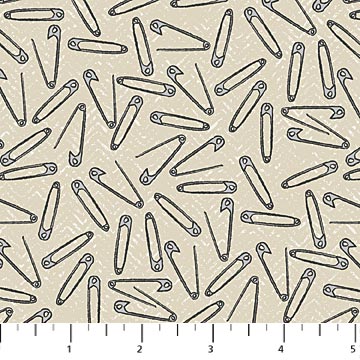 Neutral Safety Pins 44" fabric by Northcott, 23223-12, Material Girl