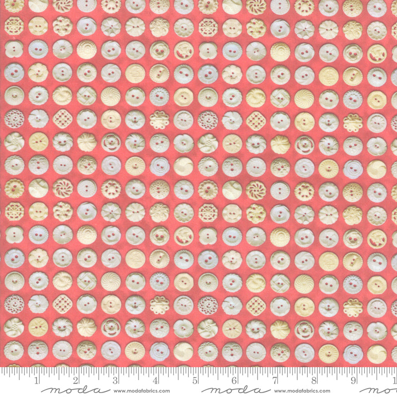 Rhubarb Cream Buttons 44" fabric, Moda, 7356 23D, Flea Market