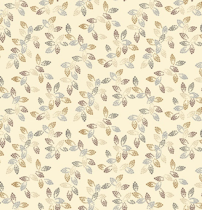Cream with leaves 108" fabric by Studio-E, 3292-44, Spangle