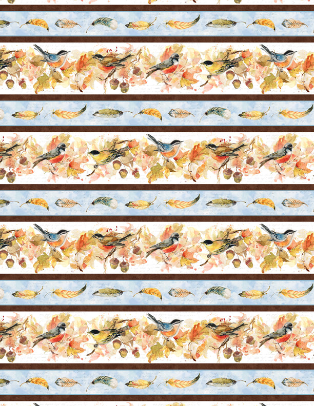 Bird Stripe 44" fabric by Wilmington, Forest Dance, 39611-145