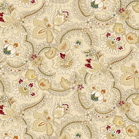 Linen Stylized Foulard 108" wide back fabric by Kim Diehl for Henry Glass, 459-44