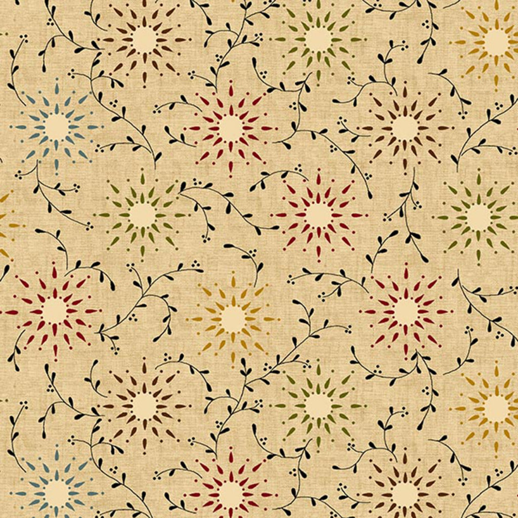 Tan Prairie Vine 108" fabric by Henry Glass, 6235-44