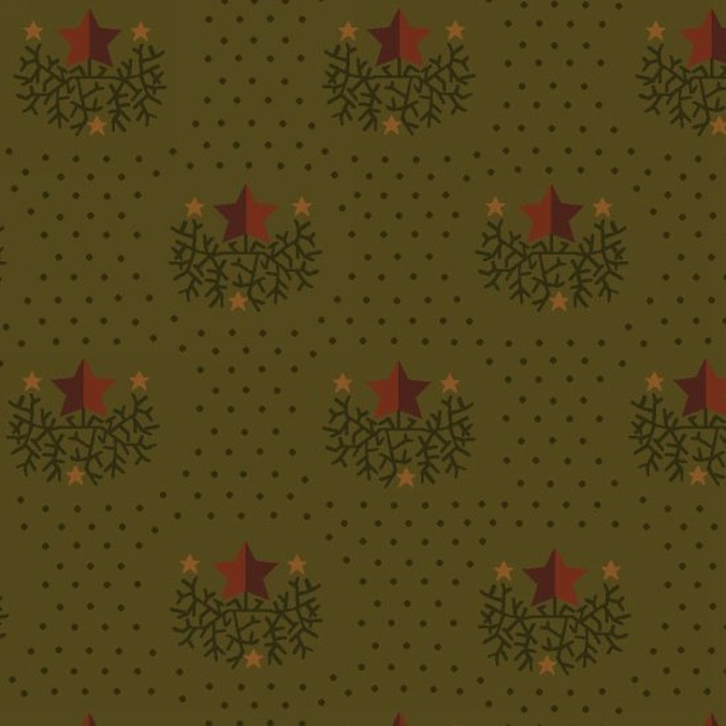 Green Banner Star 44" fabric by Henry Glass, 6883-66, Helping Hands