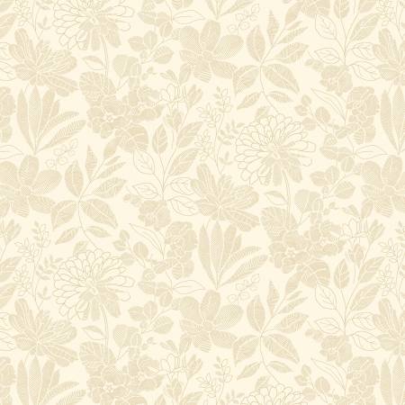Beige Floral 118" fabric by Studio-E, 6912-44, Pen & Ink