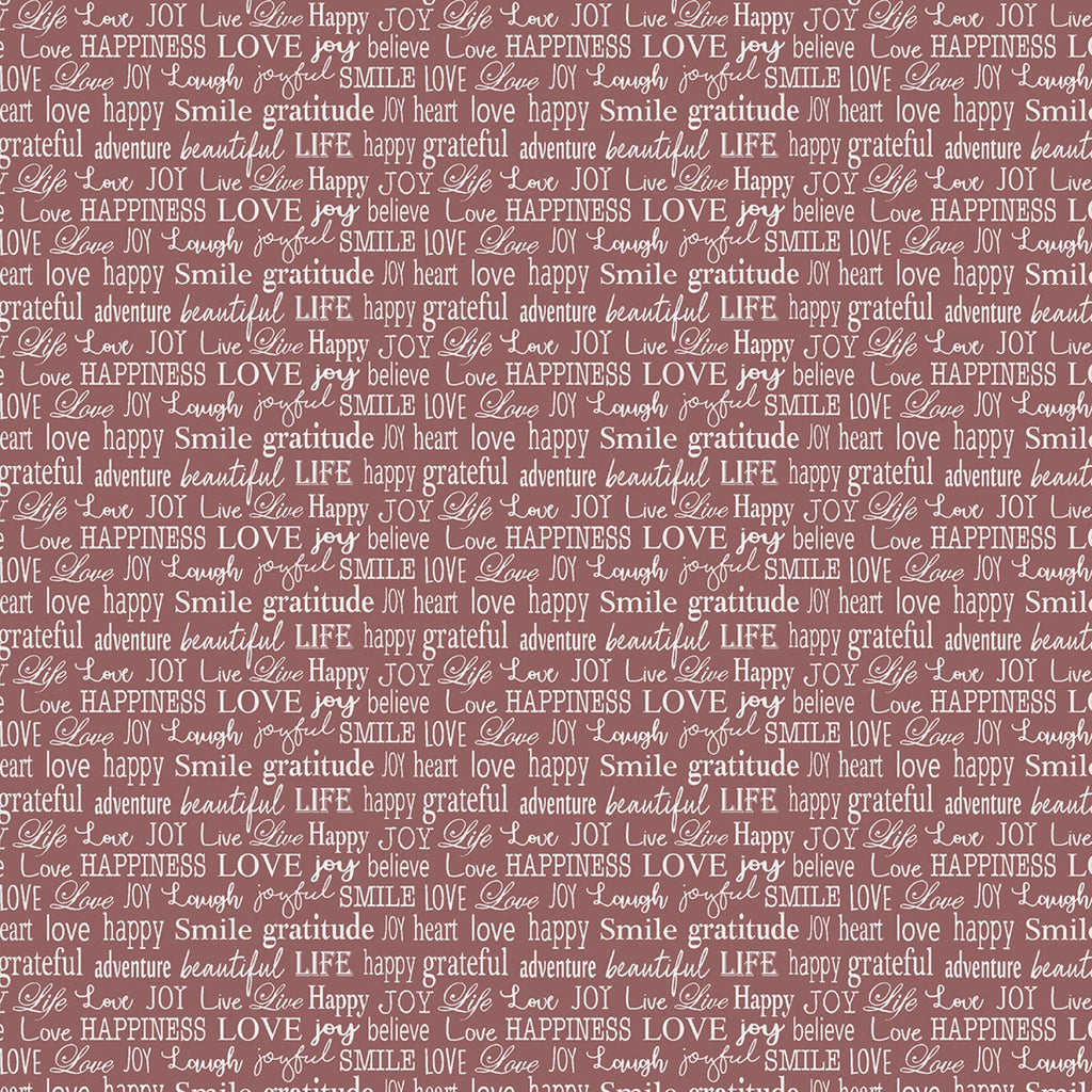 Words to Live by Red, white words, Contempo Studio, 44" fabric, 7705B-10