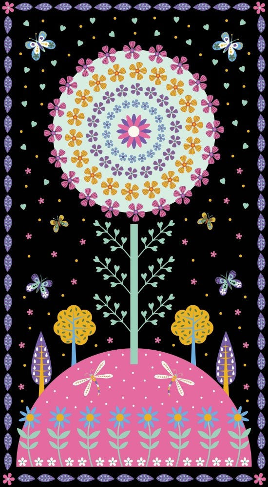Large modern flower 24" Pane, Blank Quilting, 8363-99, Daydream by Suzy Taylor