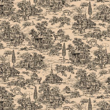 Black/Tan Toile 108" fabric by Henry Glass, 9685-49, Farmhouse Christmas