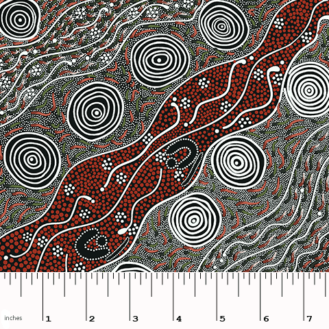 Bush Camp Red Aboriginal 44" fabric, M&S Textiles, BCY