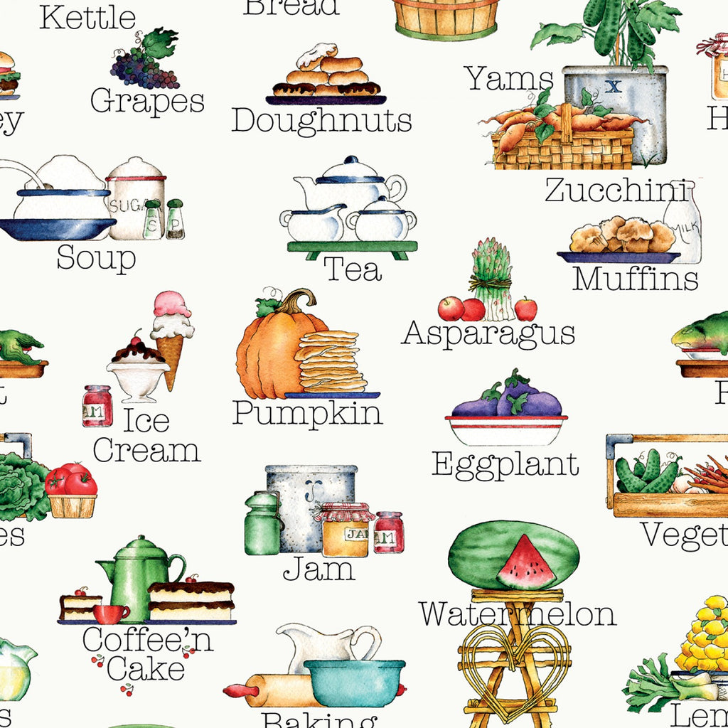 Off White Alphabet Soup Words 44" fabric by Riley Blake, C10183-Offw, Hungry Alphabet
