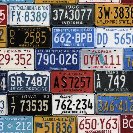 License Plates 44" fabric by Timeless Treasures, Gail - C2450, Route 66