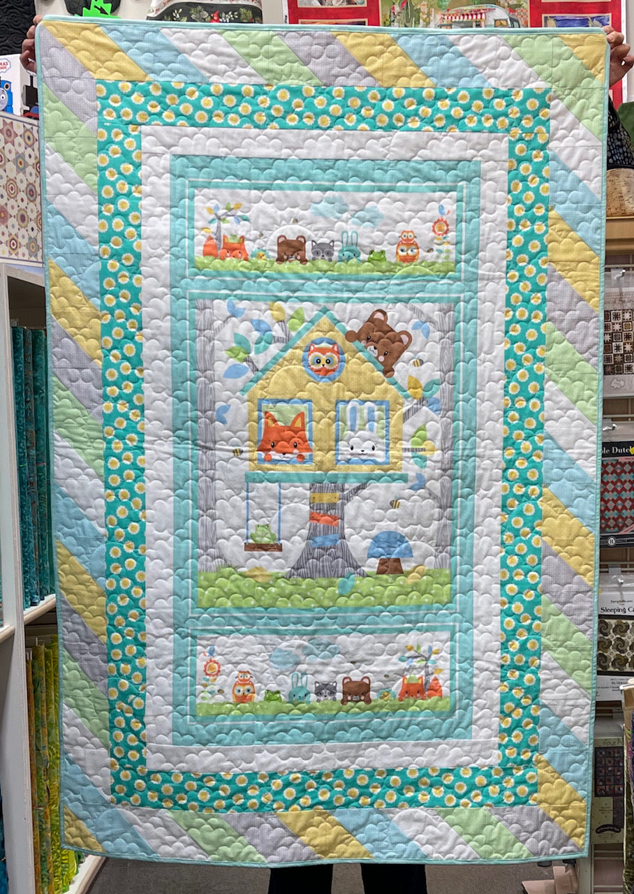 Tree House Treat Baby Quilt Kit (40" x 60"), Playhouse Pals Collection by Benartex