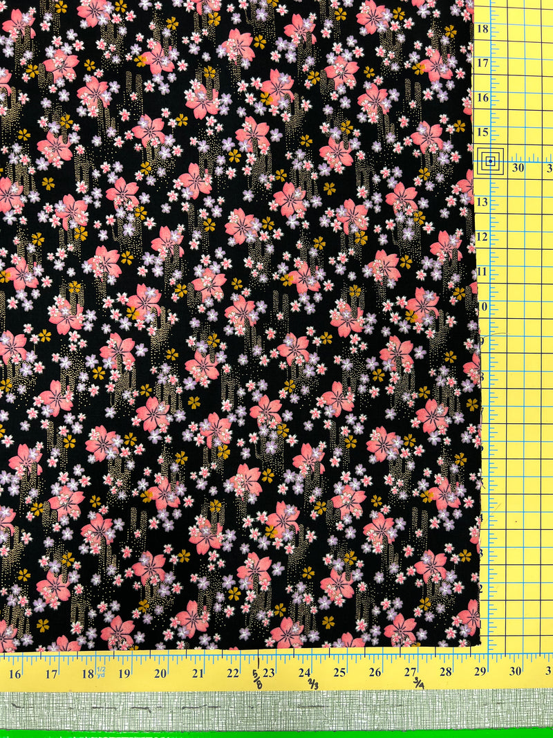 Pink Flowers on Black, Sakura Blossoms, 44