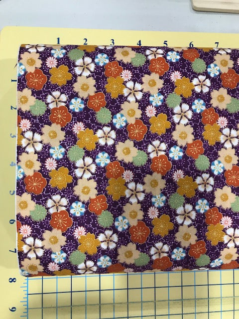 Oriental Flowers with metallic, Purple background, 44" fabric, Sevenberry, 850154-1-2