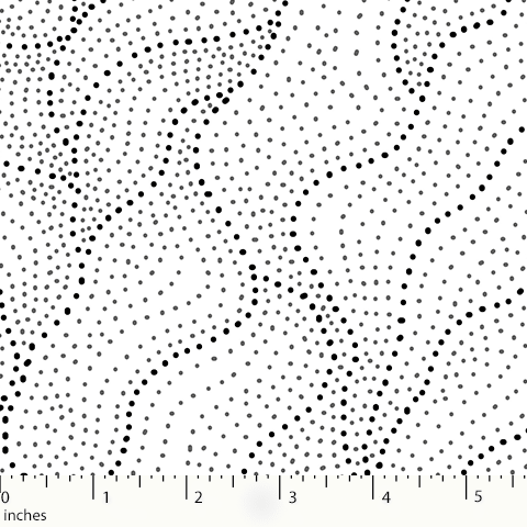 White with black dot scroll, Land of Utopia Aboriginal 44" fabric by M&S Textiles, LUTW